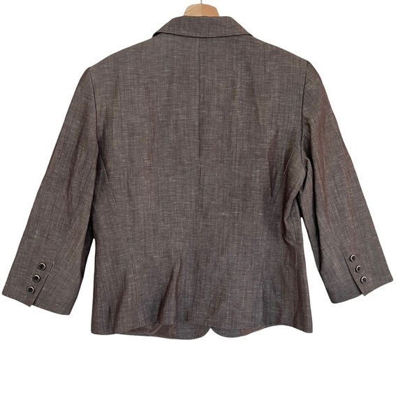 LAFAYETTE 148 NY Wool Linen Blend Single Breasted Brown Blazer Size 8 - Picture 4 of 6